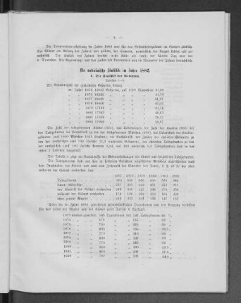 Die medicinische Statistik im Jahre 1882.