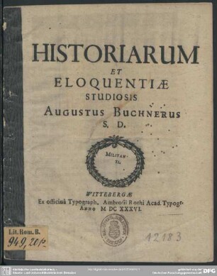 Historiarum et eloquentiae studiosis