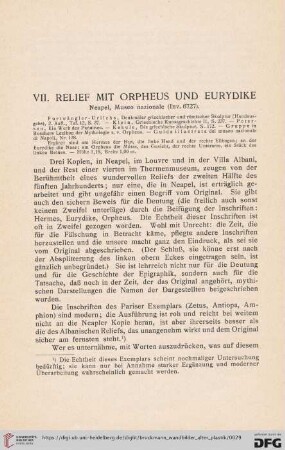 VII. Relief mit Orpheus und Eurydike