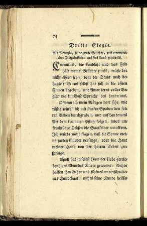 Dritte Elegie. Als Nemesisi, seine zwote Geliebte, mit einem reichen Freigelassenen auf das Land gegangen.