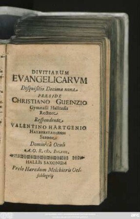 Divitiarum Evangelicarum Disquisitio Decima nona