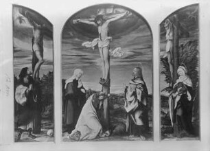 Kreuzigungsaltar — Kreuzigung mit den Heiligen Lazarus und Martha
