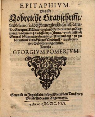 [Brief aus Ulm, 29. Mai 1584, an die Augsburger Geistlichen (lat.)]