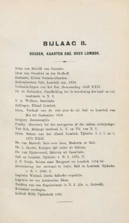 Bijlaag II. Boeken, kaarten enz. over Lombok