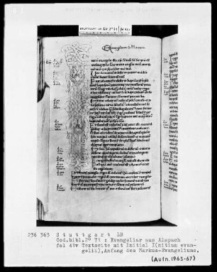 Evangeliar aus Alspach (Elsass) — Initiale I(nitium evangelii), Folio 41verso