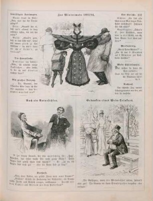 "Zur Wintermode 1893/1894" "Auch ein Naturfehler" "Gedanken eines Wein-Trinkers"