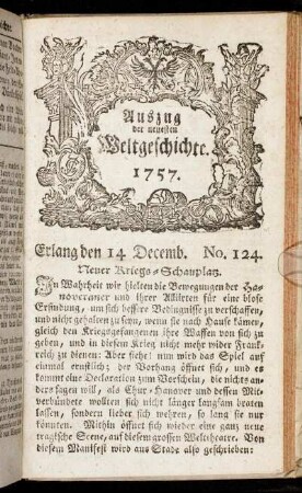 No. 124. Erlang den 14. Decemb. 1757.