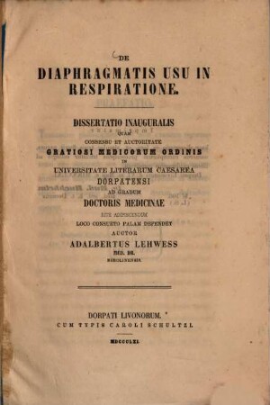 De diaphragmatis usu in respiratione : Diss. inaug.