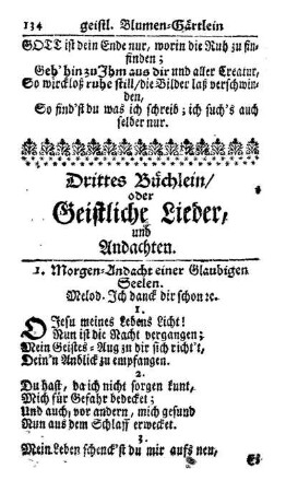 Drittes Büchlein - Oder Geistliche Lieder, und Andachten.
