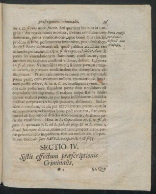 Sectio IV. Sistit effectum praescriptionis Criminalis.