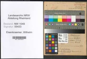 Entnazifizierung Wilhelm Eisenkraemer , geb. 20.07.1886 (Spediteur)