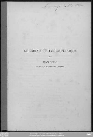Les origines des langues sémitiques