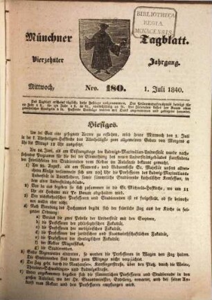 Münchener Tagblatt. 1840,[2] = Jg. 14, Juli - Dez.
