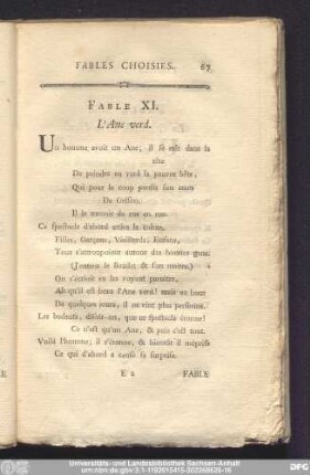 Fable XI. L'Ane verd.