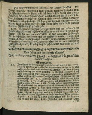 Das sieben und funfftzigste Capitel. Von Präscription derer sowohl Trassirten, als so genandten eigenen Wechseln.
