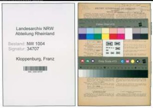 Entnazifizierung Franz Kloppenburg , geb. 19.08.1897 (Kanalarbeiter)