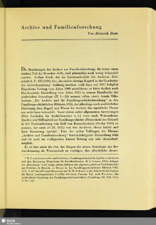 Archive und Familienforschung