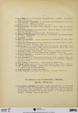 Porzellane von Frankenthal, Meißen, Berlin, Wien etc. (Nr. 129-254)