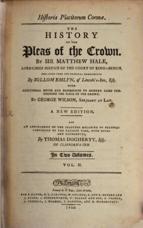 The History of the Pleas of the Crown : in two volumes. 2