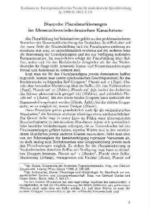 Doppelte Pluralmarkierungen im Mennonitenniederdeutschen Kasachstans
