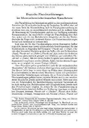 Doppelte Pluralmarkierungen im Mennonitenniederdeutschen Kasachstans