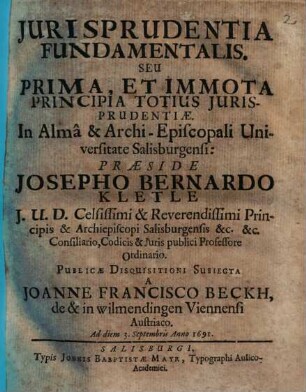 Iurisprudentia fundamentalis seu prima et immota principia totius iurisprudentiae