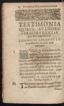 Testimonia Quibus Authoris Iurisprudentia pro vera agnoscitur.