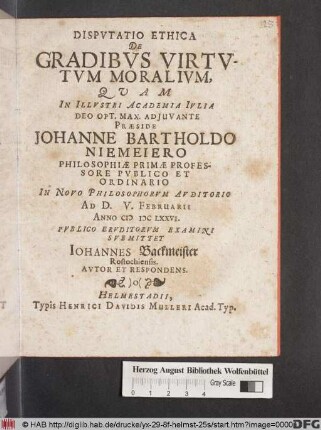 Disputatio Ethica De Gradibus Virtutum Moralium