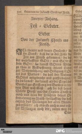 Zweyter Anhang. Fest-Gebeter.