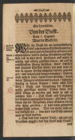 Das I. Capitel. Was die Busse sey.