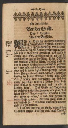 Das I. Capitel. Was die Busse sey.