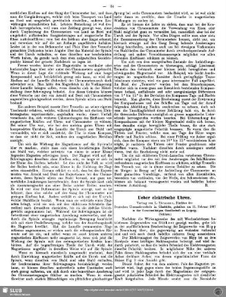 Ueber elektrische Uhren (Schluss)
