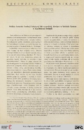 Tom 23: Relikty kościoła fundacji książęcej lub rycerskiej, tkwiące w kościele farnym w Kazimierzu Dolnym