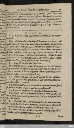 Caput V. Propositio est principulis quaestio, de qua agendum est