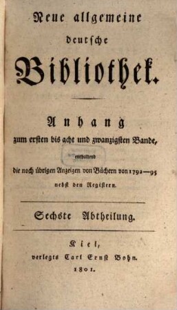 Neue allgemeine deutsche Bibliothek. 1/28,6. 1792/95 (1801)