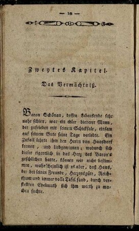 Zweytes Kapitel. Das Vermächtniß.