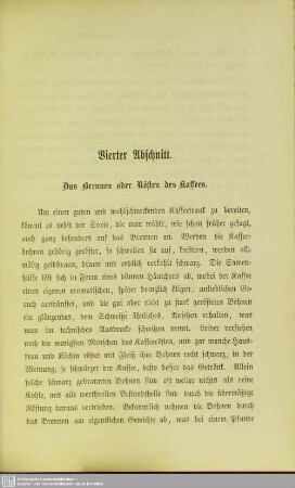 Vierter Abschnitt. Das Brennen oder Rösten des Kaffees
