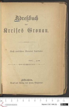 1899: [1899] Adreßbuch des Kreises Gronau