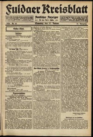 Erste Ausgabe vom Samstag, den 17. Januar 1920.