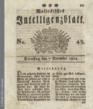 No. 49, Dienstag den 7 December 1802