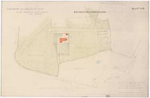 Neubau eines Wohnhauses für Staatsrat Gründgens im Bellevuepark, Berlin: Lageplan des Bellevuepark mit Wohnhaus Gründgens mit Garage 1:1000