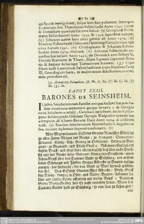 Caput XXXII. Barones de Seinsheim