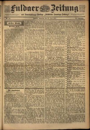Erste Ausgabe vom Samstag, den 25. Juni 1898.