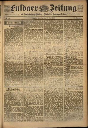 Erste Ausgabe vom Samstag, den 25. Juni 1898.