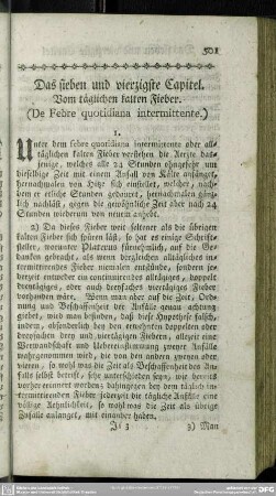 Das sieben und vierzigste Capitel. Vom täglichen kalten Fieber. (De Febre quotidiana intermittente.)