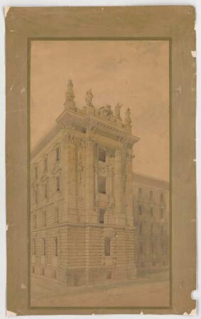 Thiersch, Friedrich von; München; Justizpalast - Fassade mit Risalit (Perspektive)