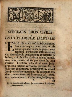 Specimen iuris civilis de otio clausulae salutaris