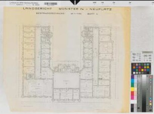 Münster, Landgericht, Neuplatz, 1. Obergeschoss, Bestandszeichnung, Blatt 4