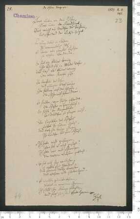 [Ohne Titel] ["Die schöne Sängerin"] [Reinschrift, mit wenigen Korrekturen ]