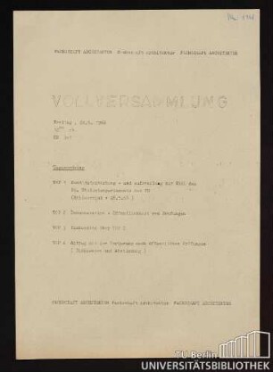 Fachschaft Architektur. Vollversammlung